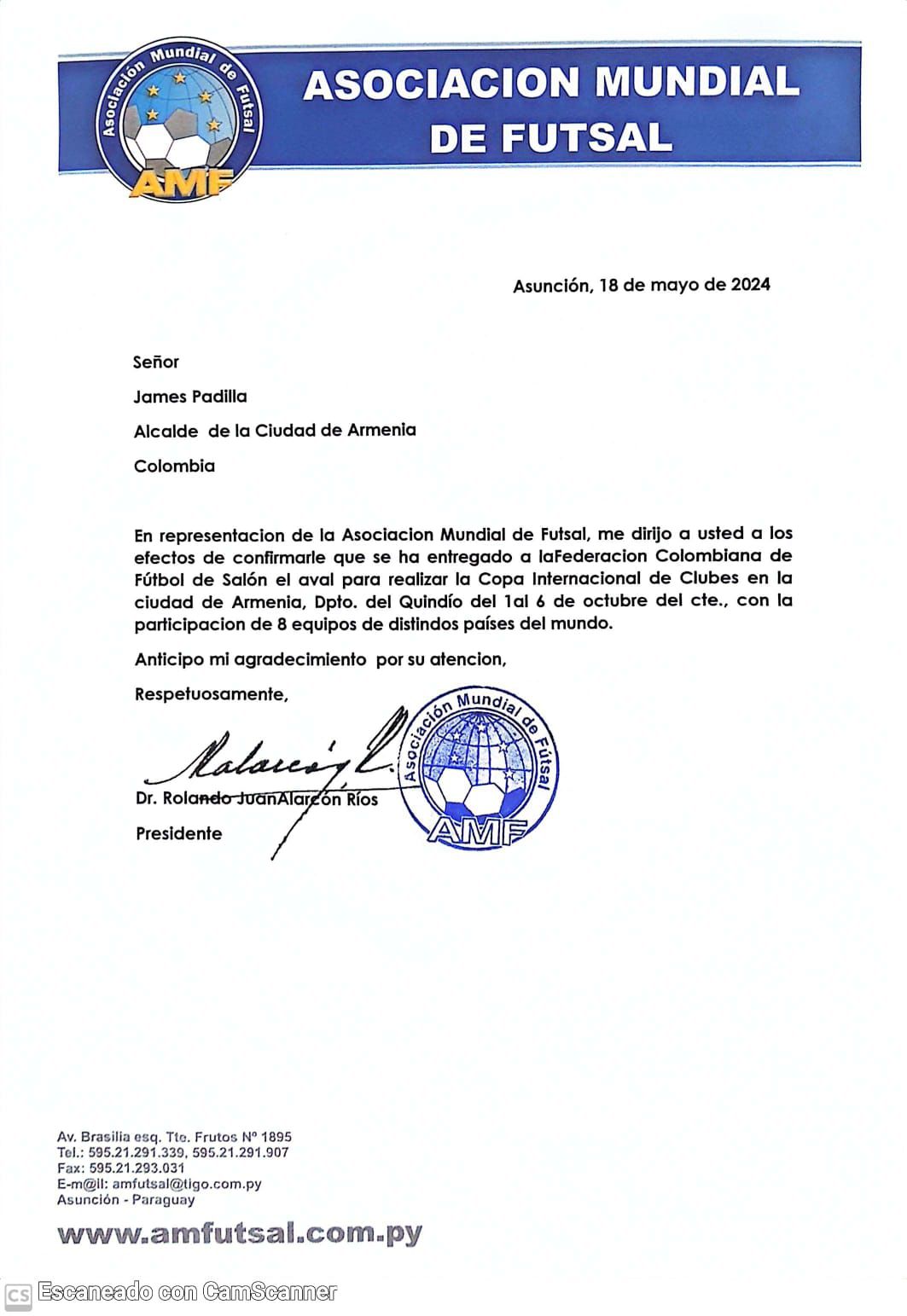 LA COPA INTERNACIONAL DE CLUBES DE FUTBOL DE SALON SE REALIZARÁ EN LA CAPITAL DEL DEPARTAMENTO DEL QUINDIO